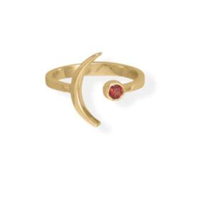14 Karat Gold Plated Moon and Garnet Ring Item #: 83868